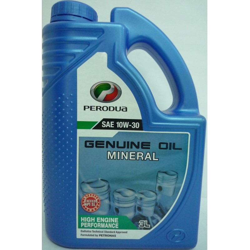 Perodua Genuine Oil Mineral SAE 10W-30. API SL. 3 Liters 